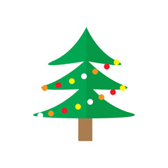 Festive Flat Christmas Tree with Colorful Ornament