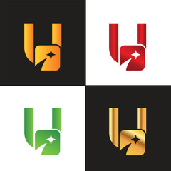Letter U logo, U logo, AI logo set, modern and minimal design, tech-inspired, colorful icons and symbols, suitable for artificial intelligence, innovation, branding, startups, and digital identity.