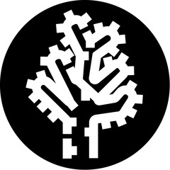 Gears forming a tree symbol representing sustainable technology