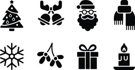 Christmas Icon Set  Holiday Xmas Icon Pack