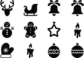 Christmas Icon Set  Holiday Xmas Icon Pack