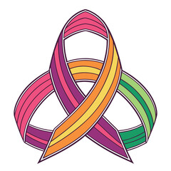 Colorful intertwined ribbon forming a celtic knot, isolated on white background. Vector