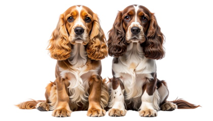 Cute Spaniel Duo 3D Illustration – Isolated PNG.