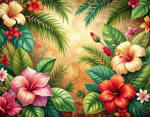 Floral summer wallpaper design as exotic background