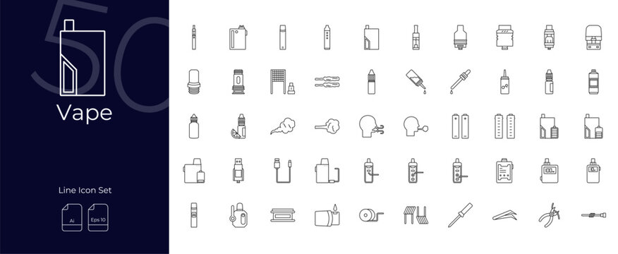 Vape Line Editable Icons set