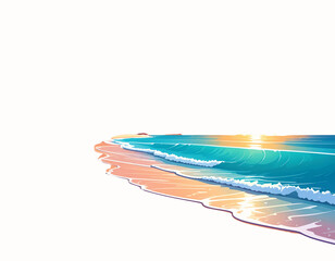 Tropical beach sunset vector illustration in vibrant colors, perfect for summer vacat
