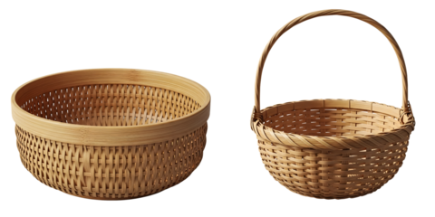 Empty wicker basket on white background