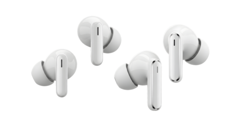 Headphones isolated on white background with icon and symbol elements