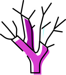 Abstract bare tree growing branches icon drawing