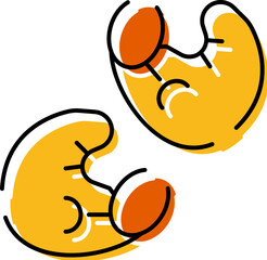 Cooked shrimp seafood drawing with yellow and orange color accents