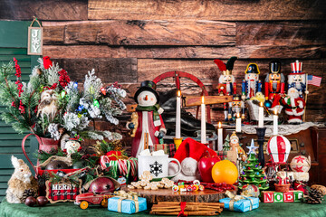 maximalist Christmas with cocoa and cookies for Santa surrounded by classic Christmas decorations