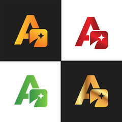 Letter A logo, A logo, AI logo set, modern and minimal design, tech-inspired, colorful icons and symbols, suitable for artificial intelligence, innovation, branding, startups, and digital identity.