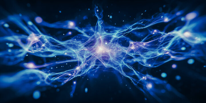 Agentic AI abstract network background with glowing data nodes connecting to a central processing brain cluster for workflow visualization