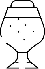 Beer glass with foam and bubbles line art