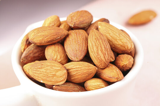 Peeled Almonds in Bowl - Healthy Nuts Snack
