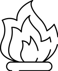 Obraz premium Flame outline icon linear black drawing representing campfire light