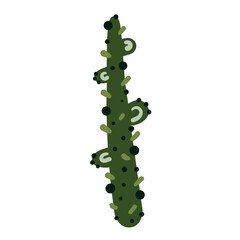 Vector illustration of a green cactus plant. 