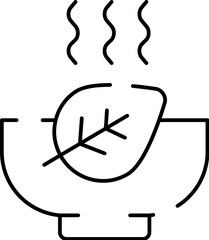 Steaming herbal tea in bowl icon design