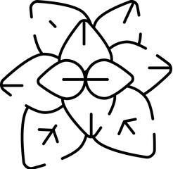 Succulent plant leaves outline minimal icon design