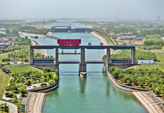 Jingzhou River Diversion Sluice Gate Aerial Project View