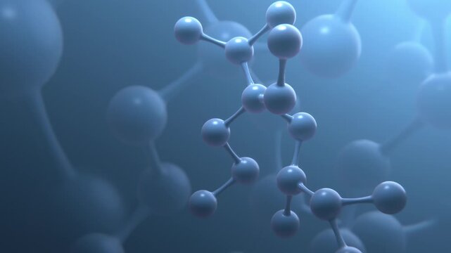 Concept health and beauty. Cosmetic Essence, Blue Molecule in Liquid bubble, cosmetic concept background, 3d animation