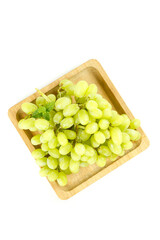 Fresh White Seedless Grapes from Turpan, Xinjiang in Wooden Bowl