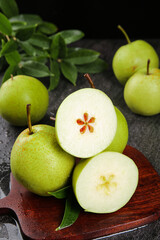 Fresh Green Pucheng Pears - Crisp Early Harvest Fruit Cut in Half