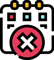 Obraz premium Calendar icon showing appointment or schedule cancellation