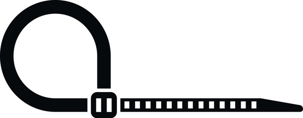 Black plastic zip tie icon for fastening and organizing