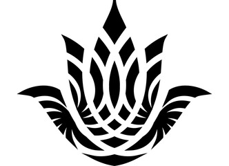 Abstract flower. Vector floral black pattern on white background. Elegant Design Element. Emblem, logo, saffron, lily. Stencil for interior