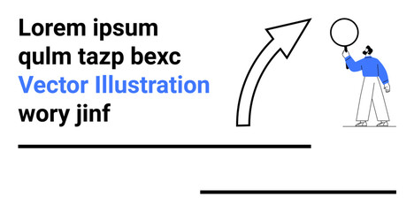 Person holding a balloon, upward arrow emphasizing progress or direction, and placeholders for customizable text. Ideal for marketing, business growth, creative concepts, progress, presentations