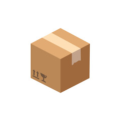 shipping package post cardboard box taped delivery packaging parcel shopping emoji symbol sign icon vector illustration isolated flat