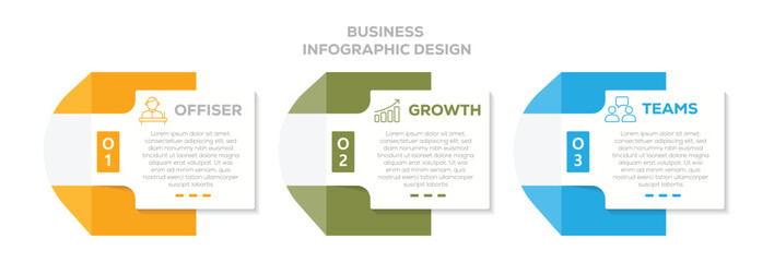 Business infographic. 3 step infographic design. modern diagram process digital marketing data, options, parts or processes. Vector business template for presentation. Creative concept for infographic