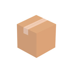 shipping package post cardboard box taped delivery packaging parcel shopping emoji symbol sign icon vector illustration isolated flat