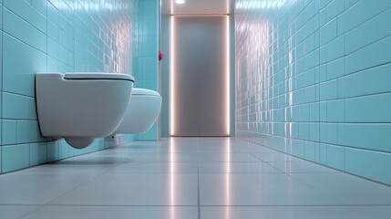 female cleaner cleaning toilet, professional sanitation and hygiene concept, restroom maintenance, housekeeping and cleaning service, stock photo style