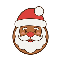 Christmas Gingerbread Santa Claus Face Cookie Vector Illustration