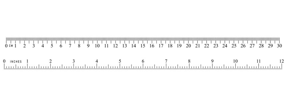 Ruler scale with markings 30 centimeters 12 inches length measuring tool Metric Calibration grid