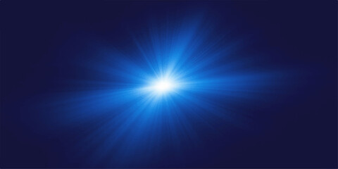 Abstract blue light burst with bright sun rays and a glowing flare, perfect for a space or summer sky background design © Jharna Akter