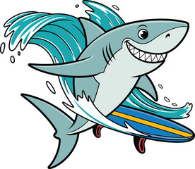 Sark Kids Cartoon T-Shirt Design Vector, Cute Sark Kids Illustration for T-Shirt Printing, Sark Characters Kids Graphic Tee Design