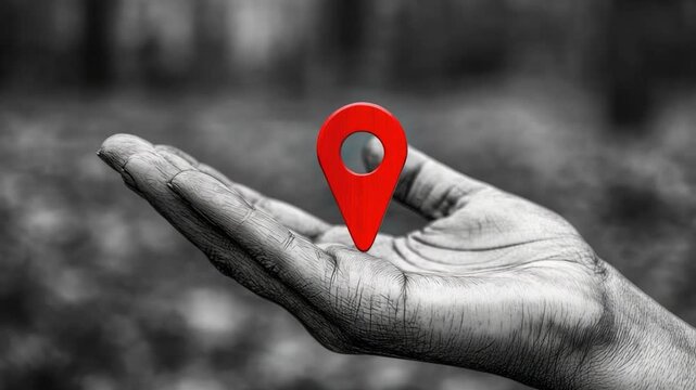 Video A person holds a red pin in their hand