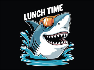 Sark Kids Cartoon T-Shirt Design Vector, Cute Sark Kids Illustration for T-Shirt Printing, Sark Characters Kids Graphic Tee Design