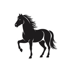 “Elegant Horse Silhouette – Wild Stallion Standing Pose Vector Illustration”