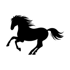   “Wild Galloping Horse Silhouette – Rearing Stallion Vector Illustration”