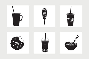  Collection of fast food vector illustration.