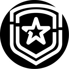 Shield icon featuring star inside a black circle