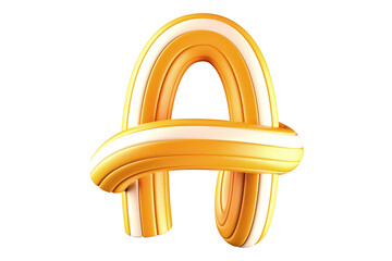 3D interlaced tube font letter A. High quality 3D rendering creative typography design element.