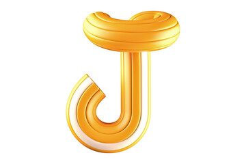 Playful intertwined 3D letter J in orange and white. High quality 3D rendering modern font style.