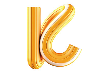 Single-line interwined style alphabet character K. High quality 3D rendering.
