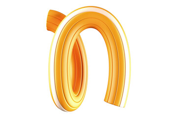 Modern tubular 3D striped script font letter N. High quality 3D rendering playful typography element.