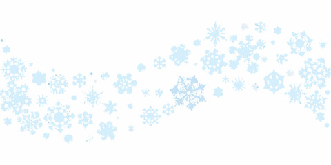 Delicate light blue snowflakes scattered across a clean white background